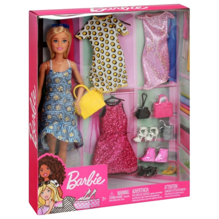 Barbie Barbie Bambola con 4 Outfit per essere sempre alla moda