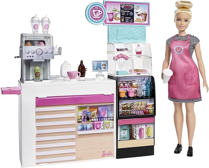 Bambole, playset e giocattoli Caffetteria di Barbie, playset con accessori e bambola barista Caffetteria di Barbie, playset con accessori e bambola barista