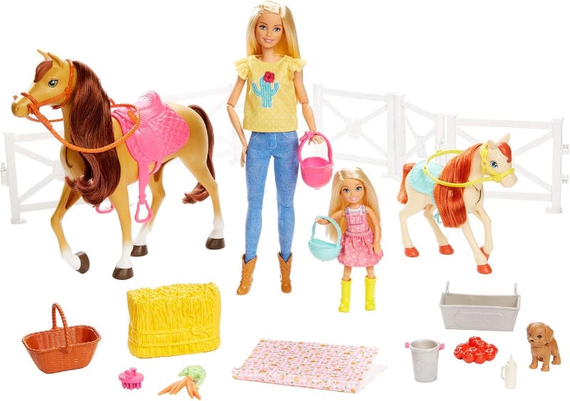 Bambole Il Ranch di Barbie, Bambole Barbie e Chelsea con Cavalli + Accessori Il Ranch di Barbie, Bambole Barbie e Chelsea con Cavalli + Accessori