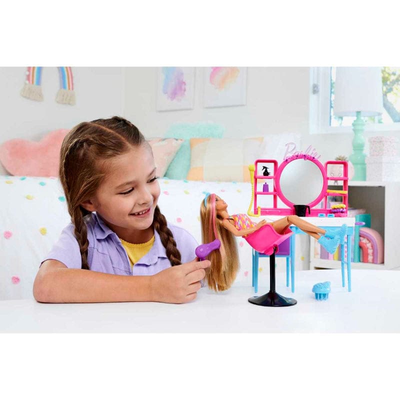 Bambole, playset e giocattoli Barbie Salone di Bellezza - Playset con Bambola Super Chioma cambia colore e Accessori Barbie Salone di Bellezza - Playset con Bambola Super Chioma cambia colore e Accessori