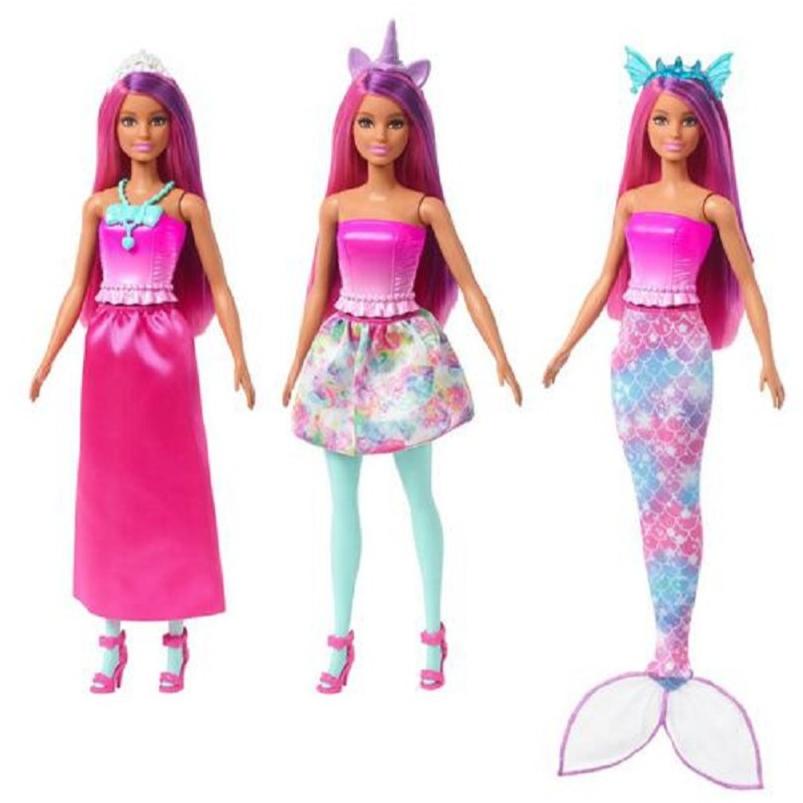 Bambole Barbie Dreamtopia, Bambola Sirena Trasformabile Unicorno 3 in 1