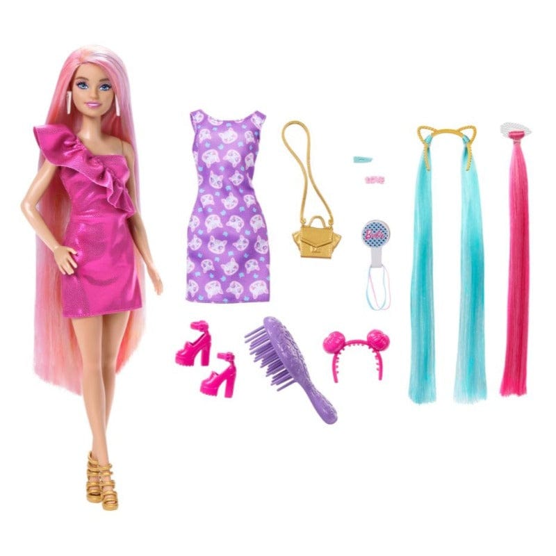 Bambole Barbie Super Chioma 2023, nuova Bambola con 10 Accessori