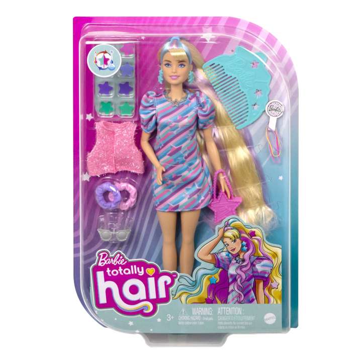 Bambole Barbie Totally Super Chioma, Bambola con Lunghi Capelli Biondi