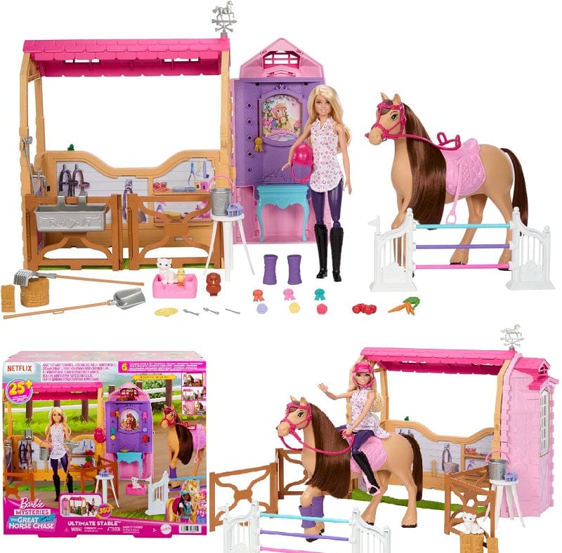 Bambole Barbie Ultimate Ranch set con 6 aree di gioco, bambola, cavallo e 25 accessori inclusi Barbie Ultimate Ranch set con 6 aree di gioco, bambola, cavallo e 25 accessori inclusi
