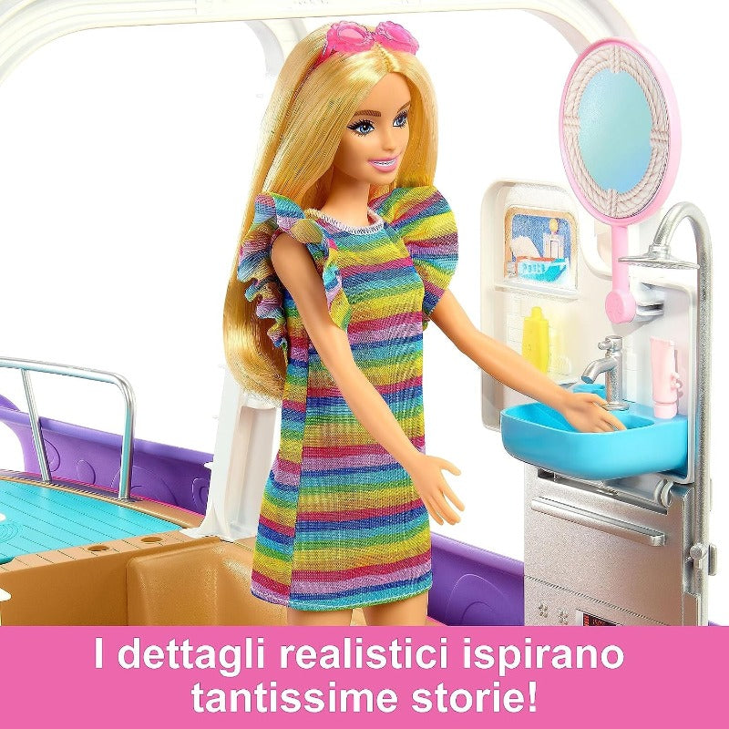 Barbie Barca dei Sogni di Barbie, Playset con piscina, scivolo e 20 Accessori