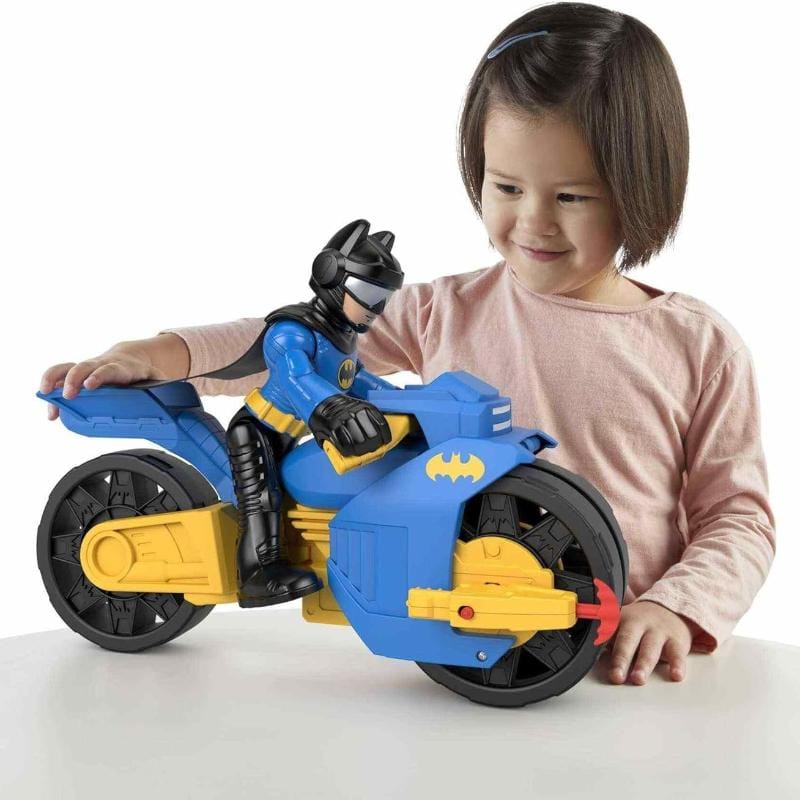 Bambole, playset e giocattoli Batmoto XL e Batman, Set con moto a spinta e personaggio Batman XL Batmobile con Funzione lanciatore, Batman Veicolo