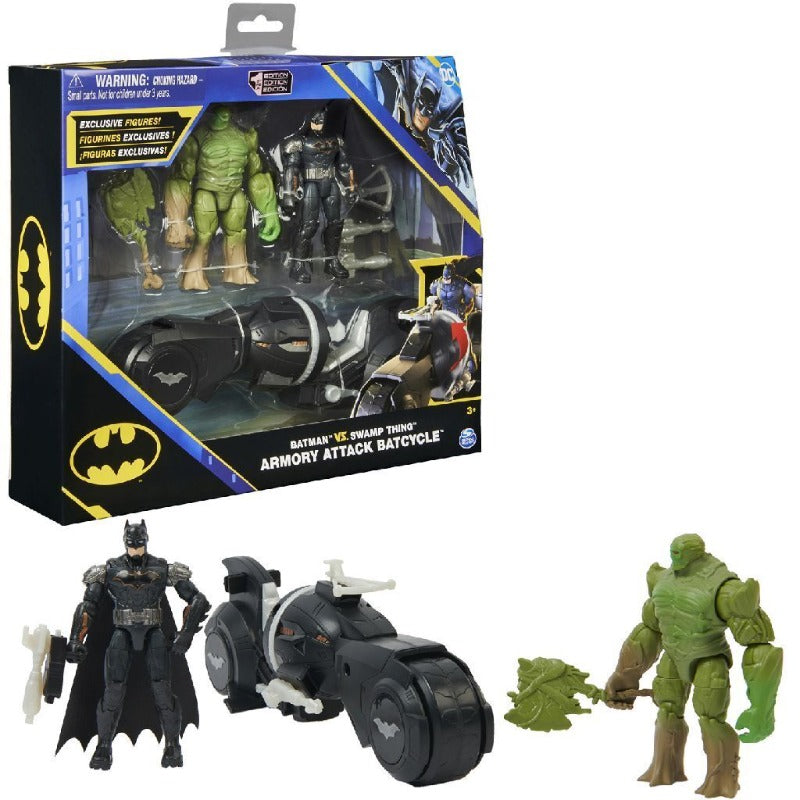 Batman con Moto, set personaggi Batman vs Swamp e Batcycle