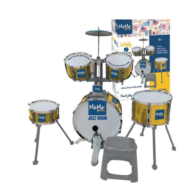 strumenti musicali Batteria Grande con Sgabello e Luci Led - MeMe Music Batteria per Bambini con Sgabello