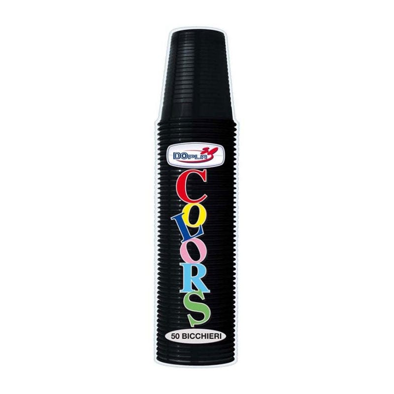Party - Dolciumi Bicchieri Neri 200CC 50pz -Dopla Colors Bicchieri Neri 200CC 50pz -Dopla Colors