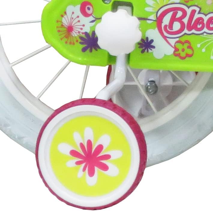 Biciclette Bici Bambina 14 Pollici Flowers, Bicicletta con Cesto e Porta bambole età 3-6 Anni