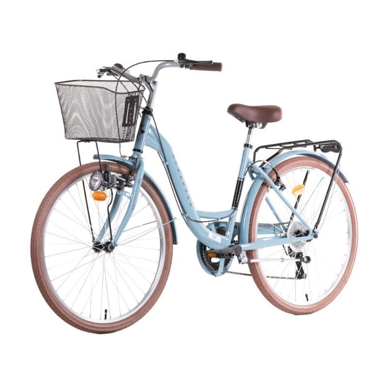Biciclette Bicicletta Donna 26 pollici con Cesto, City Bike con Cambio Shimano 6V