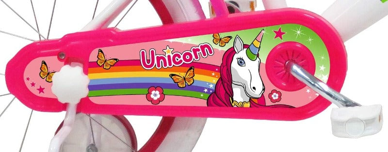 Biciclette Bici Bambina 14 Pollici Unicorno, Bicicletta con Cesto e Portabambole età 3-6 Anni