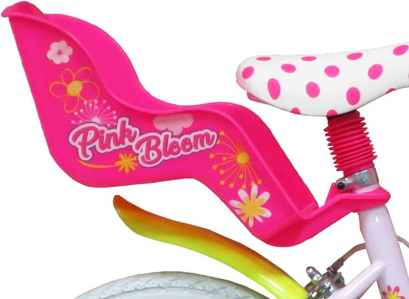 Biciclette Bici Bambina 14 Pollici Flowers, Bicicletta con Cesto e Porta bambole età 3-6 Anni