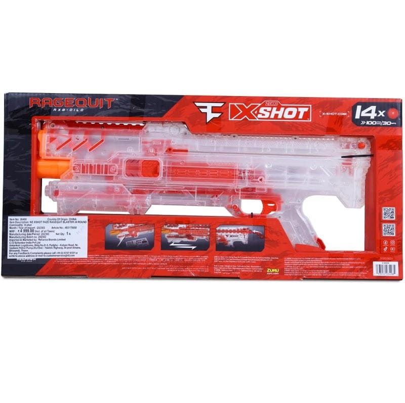 Gadget e armi giocattolo Blaster X-Shot Chaos Ragequit Faze, spara Nuove Munizioni a Palla Blaster X-Shot Chaos Ragequit Faze, spara Nuove Munizioni a Palla