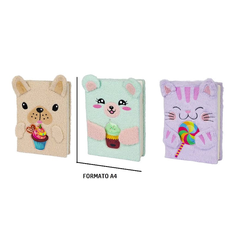 Block Notes A4 con Copertina in Peluche a tema Animali Block Notes A4 con Copertina in Peluche a tema Animali