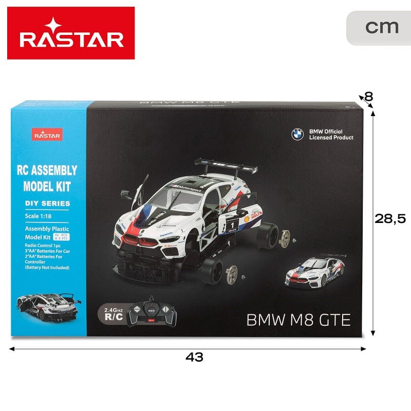 Giocattoli telecomandati Macchina Radiocomandata BMW M8 GTE , Rastar Costruisci e Guida Auto in Scala 1:18 Macchina Radiocomandata BMW M8 GTE , Auto Telecomandata in Scala 1:18