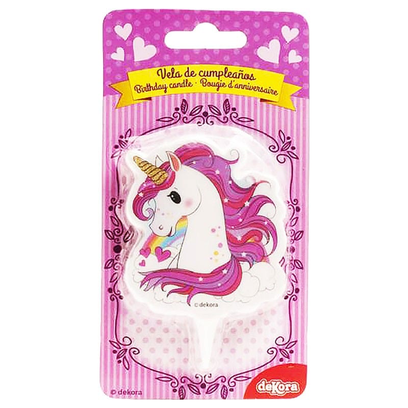 Party Candela per Torta Unicorno 2D 7,5 cm Candela per Torta Unicorno 2D 7,5 cm