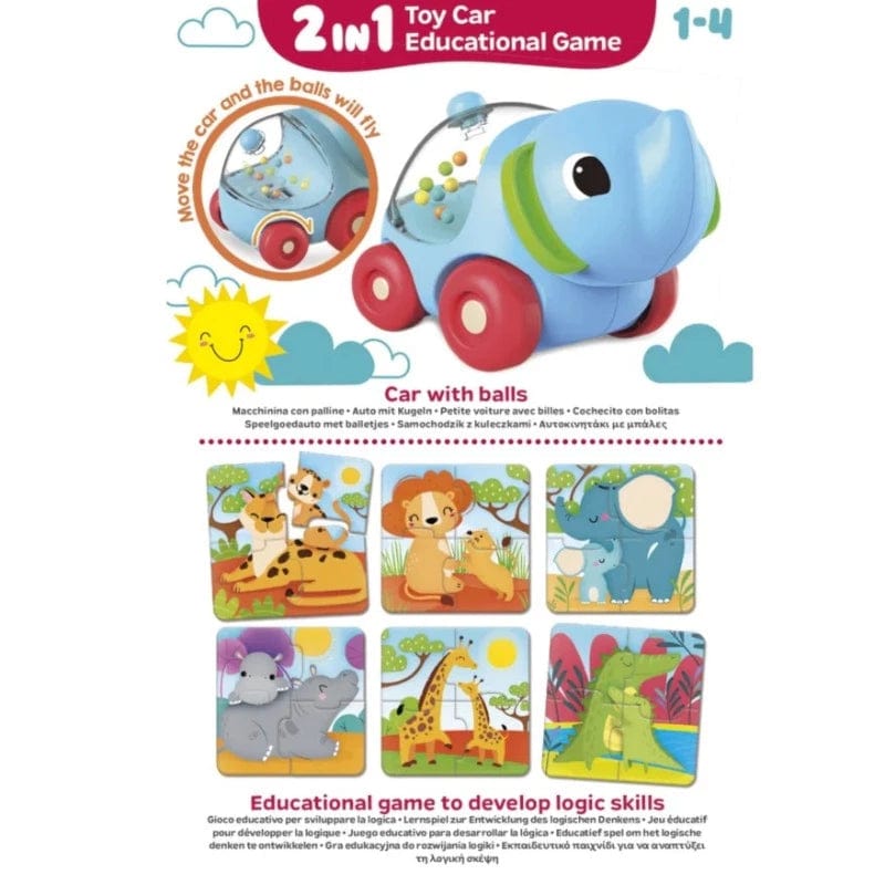 Giocattoli educativi Baby Carotina Macchina Elefante e Puzzle, set Macchinina e Gioco Educativo