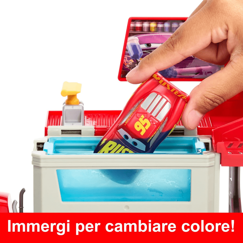 macchinine Disney Cars Camion Mack, playset Cambia Colore con Saetta Mc Queen