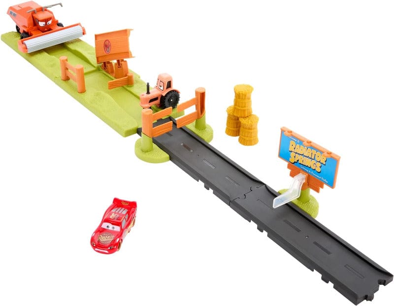 macchinine Disney Cars playset Corsa Acrobatica in Fuga da Frank, include 3 personaggi