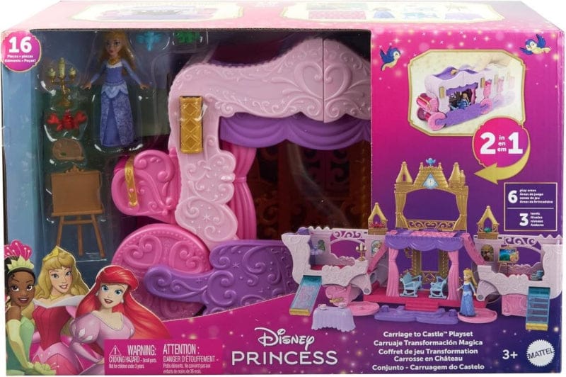 Bambole, playset e giocattoli Disney Princess Castello Carrozza, playset trasformabile 2 in 1 con Principessa Aurora e accessori Disney Princess Castello Carrozza, playset trasformabile 2 in 1 con Principessa Aurora e accessori
