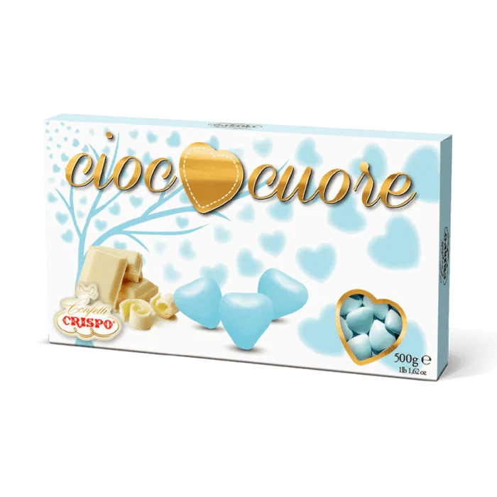 Party - Dolciumi Confetti Ciococuore al Cioccolato Celeste 500 gr - Crispo Confetti Ciococuore al Cioccolato Celeste 500 gr - Crispo