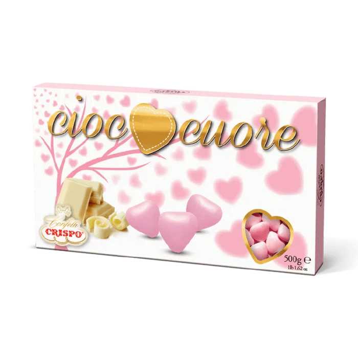 Party - Dolciumi Confetti Ciococuore al Cioccolato Rosa 500 gr - Crispo Confetti Ciococuore al Cioccolato Rosa 500 gr - Crispo