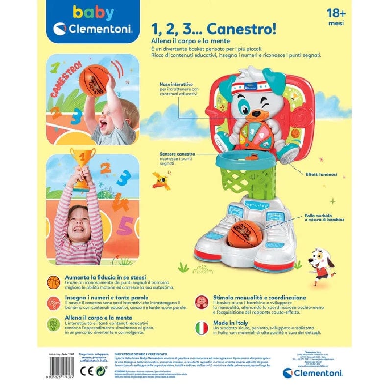 Baby Clementoni Baby Clementoni set Basket per Bambini 1,2,3 Canestro 17437