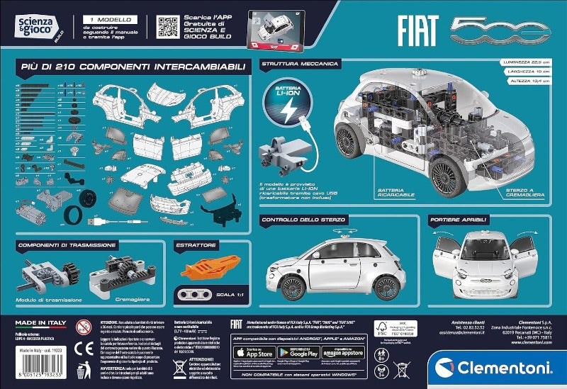 Giocattoli educativi Clementoni Scienza e Gioco Build, Set Costruzioni Fiat 500 Elettrica Clementoni Laboratorio di Meccanica, Auto da Corsa Formula 1 