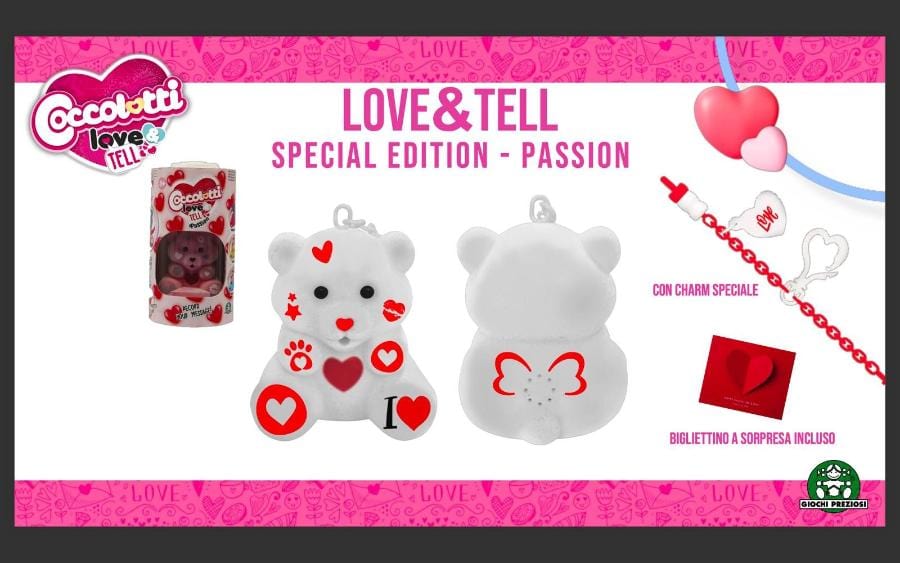 Collezionabili Coccolotti Love & Tell Passion, Orsetto che Registra e Ripete il tuo Messaggio Coccolotti Love & Tell Passion, Orsetto che Registra e Ripete il tuo Messaggio