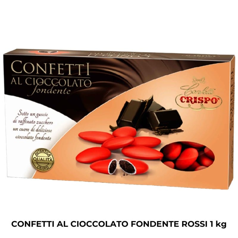 Party - Dolciumi Confetti Ciocopassion Rossi al Cioccolato Fondente 1 Kg- Crispo Confetti Ciocopassion Rossi al Cioccolato Fondente 1 Kg- Crispo
