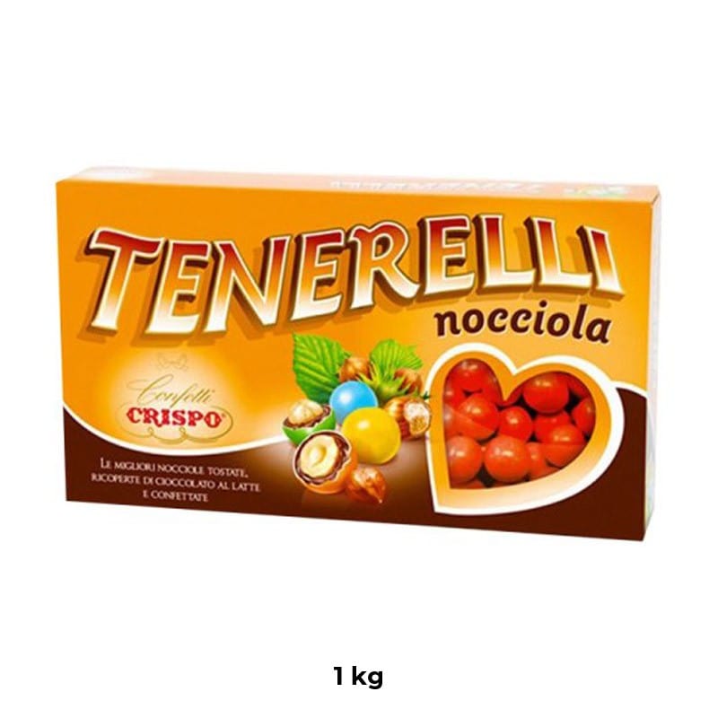 Party - Dolciumi Confetti Tenerelli Rossi Rotondi al Gusto Nocciola 1 Kg - Crispo Confetti Tenerelli Rossi Rotondi al Gusto Nocciola 1 Kg - Crispo