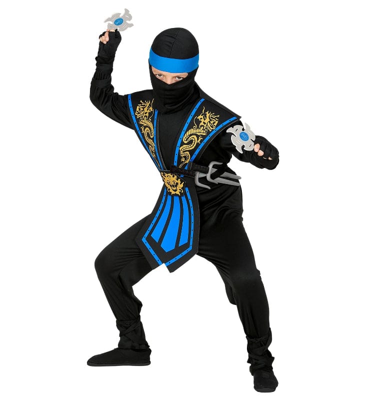Costume Carnevale Costume di Carnevale Ninja Blu con Armi Taglie da 4 a 10 Anni Costume di Carnevale Ninja Blu con Armi Taglie da 4 a 10 Anni
