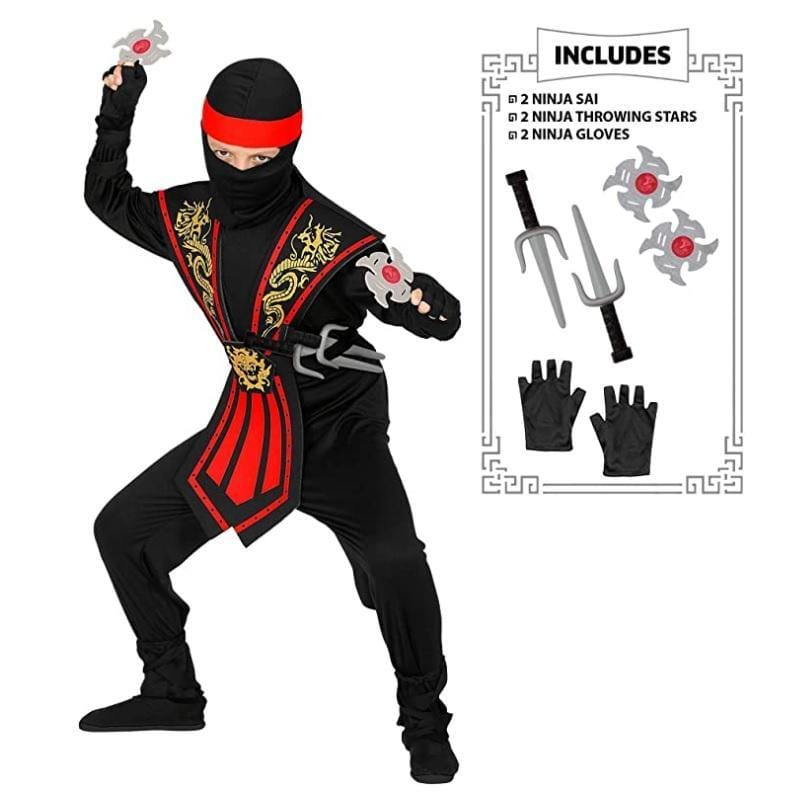 Costume Carnevale Costume di Carnevale Ninja con Armi 4-5 Anni
