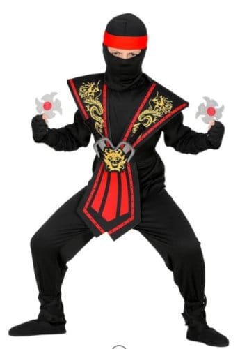 Costume di Carnevale Ninja con Armi Taglie da a 10 Anni – The