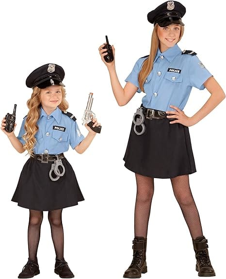Costume vestito carnevale POLIZIOTTA polizia 5 pezzi cappello halloween DL-381
