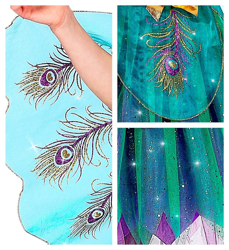 Costume Carnevale Costume Pavone Travestimento di Carnevale per Bambine Taglie da 4 a 7 Anni Costume Pavone Travestimento di Carnevale per Bambine Taglie da 4 a 7 Anni