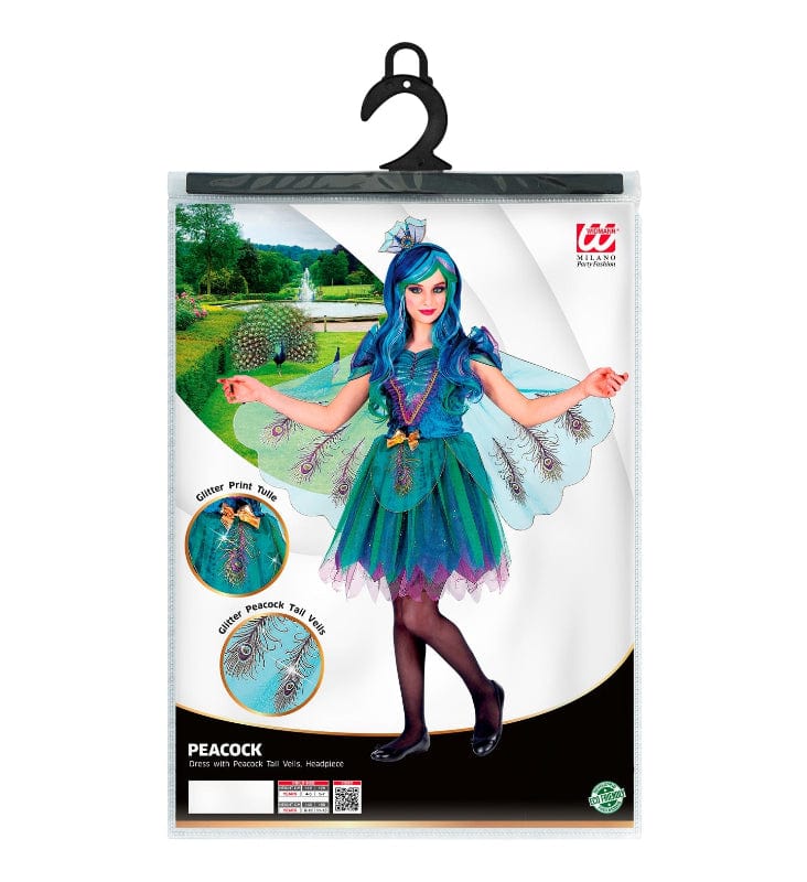 Costume Carnevale Costume Pavone Travestimento di Carnevale per Bambine Taglie da 4 a 7 Anni Costume Pavone Travestimento di Carnevale per Bambine Taglie da 4 a 7 Anni