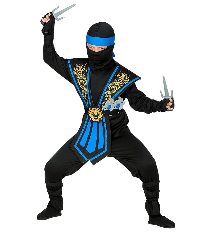 Costume Carnevale Costume di Carnevale Ninja Blu con Armi Taglie da 4 a 10 Anni Costume di Carnevale Ninja Blu con Armi Taglie da 4 a 10 Anni