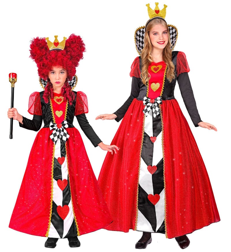 Costume Carnevale Regina di Cuori, Costume di Carnevale per bambine Taglie da 5 a 13 Anni Regina di Cuori, Costume di Carnevale per bambine Taglie da 5 a 13 Anni