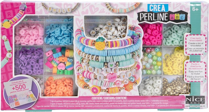 Giocattoli Fashion Set Maxi Crea Bracciali e Collanine con Perline ABC - Nice Crea Bracciali con Perline ABC Fluo - The Toys Store