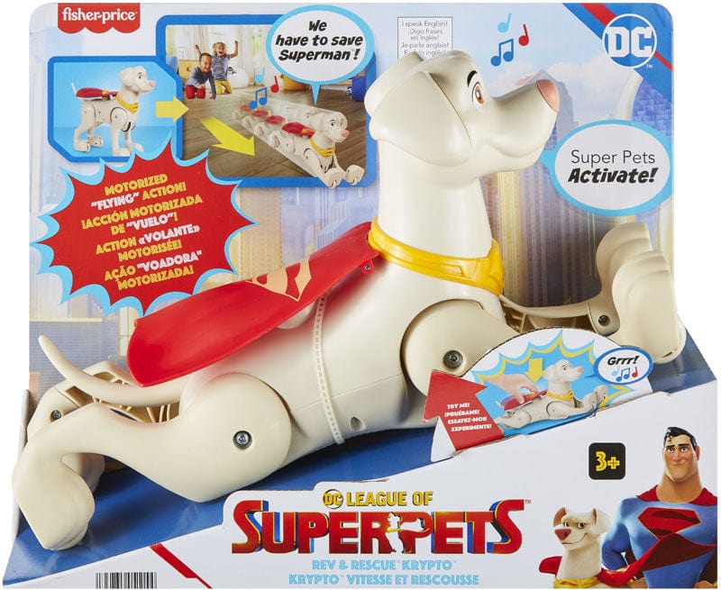 Personaggi Cartoni DC League Super Pets, Krypto Carica e Soccorri con Musica e Frasi