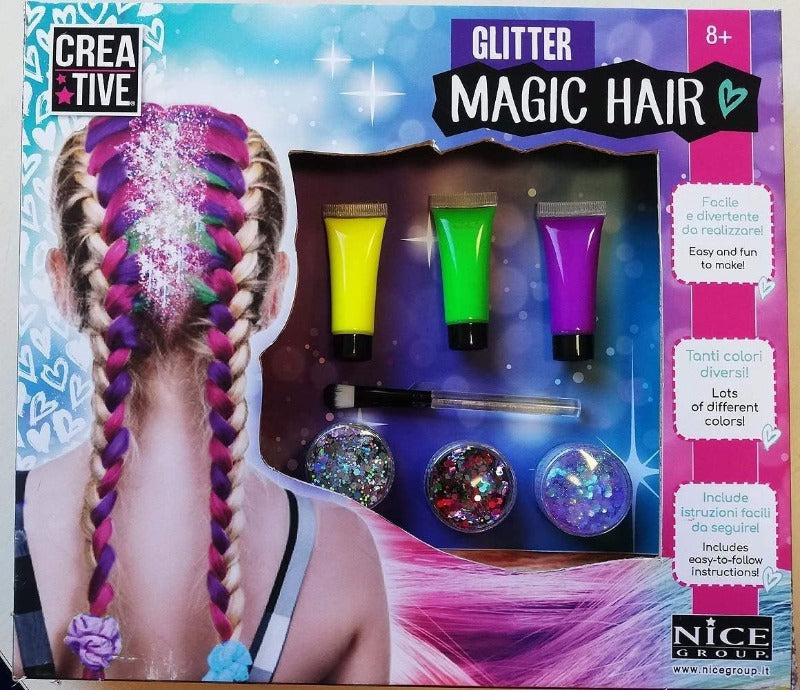 Trousse Glitter Magic Hair, Decora i Capelli con Kit Gel Colorati per Bambine