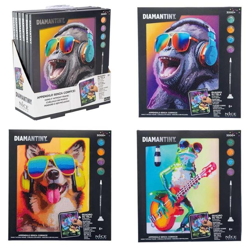 Colora e Decora Diamantiny Quadro su Tela, Mosaico con Diamanti in Assortimento