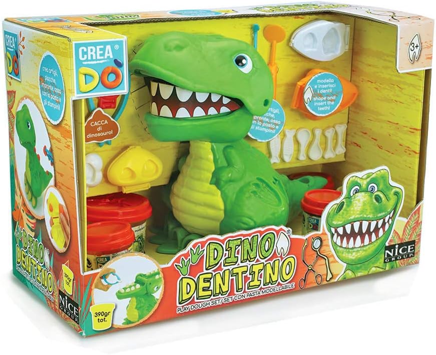 Plastilina Nice Dino Dentino, Set con Pasta Modellabile Dinosauro con Accessori