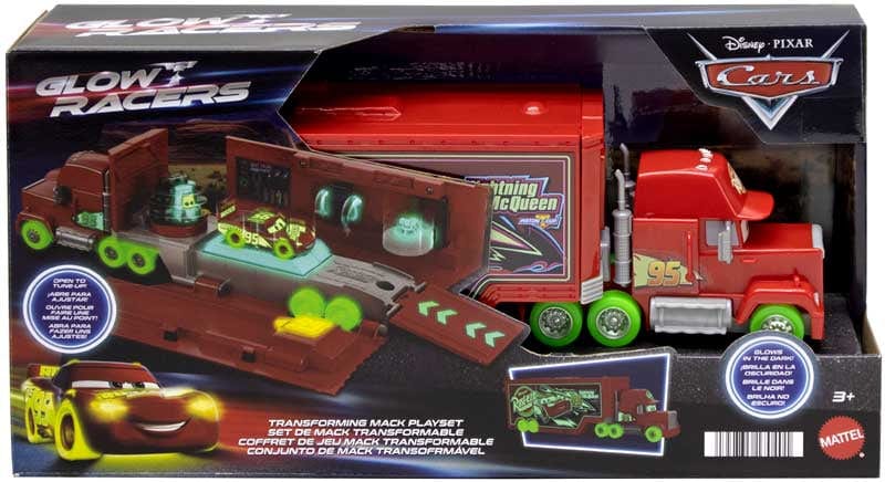 macchinine Disney Cars Mack Trasportatore Trasformabile, playset fluorescente con lanciatore 2 in 1 Disney Cars Mack Trasportatore Trasformabile, playset fluorescente con lanciatore 2 in 1