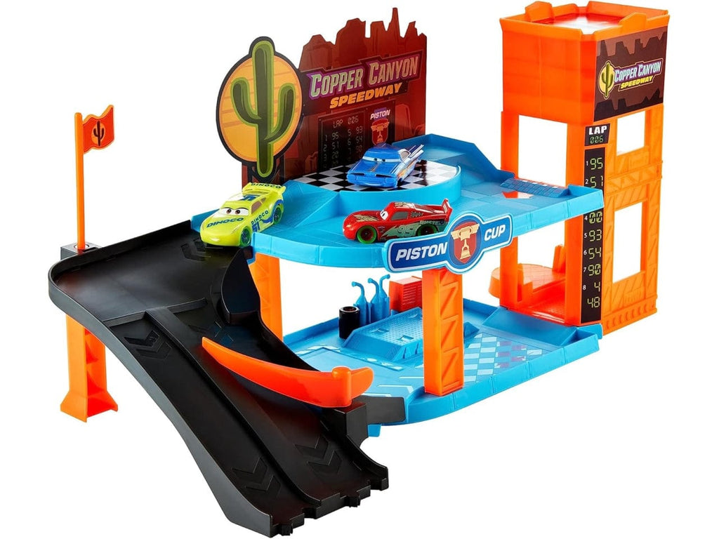 macchinine Disney Cars Garage Copper Canyon con 3 Macchinine