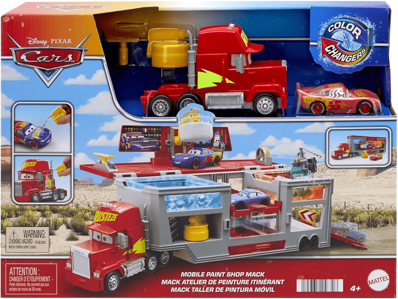 macchinine Disney Cars Camion Mack, playset Cambia Colore con Saetta Mc Queen