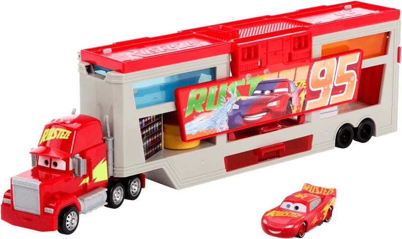 macchinine Disney Cars Camion Mack, playset Cambia Colore con Saetta Mc Queen
