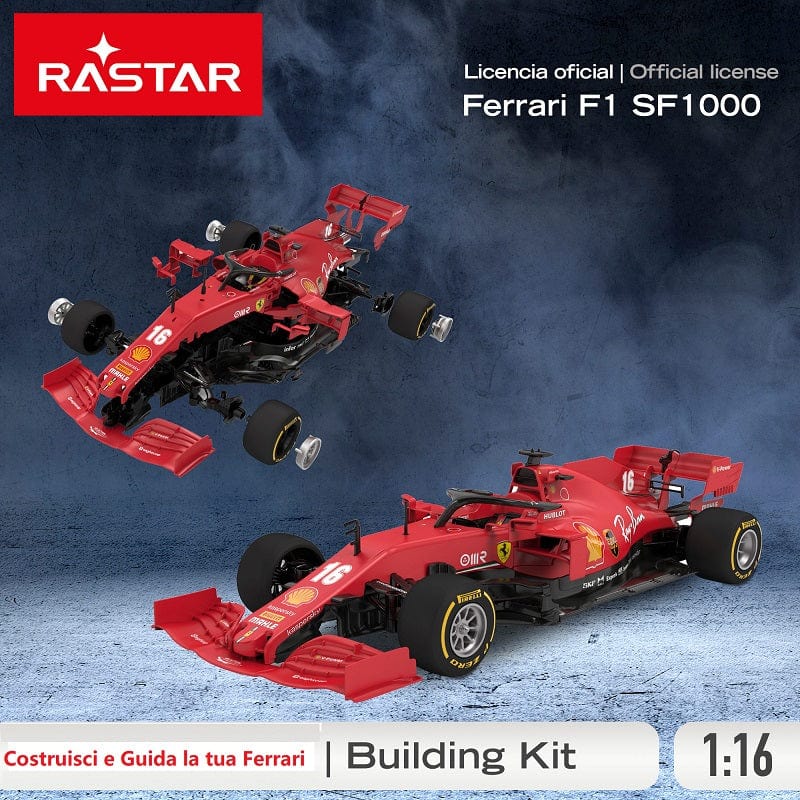 Giocattoli telecomandati Ferrari F1 Radiocomandata, Rastar Costruisci e Guida Formula1 scala 1:16 Ferrari F1 Radiocomandata, Rastar Costruisci e Guida Formula1 SF1000